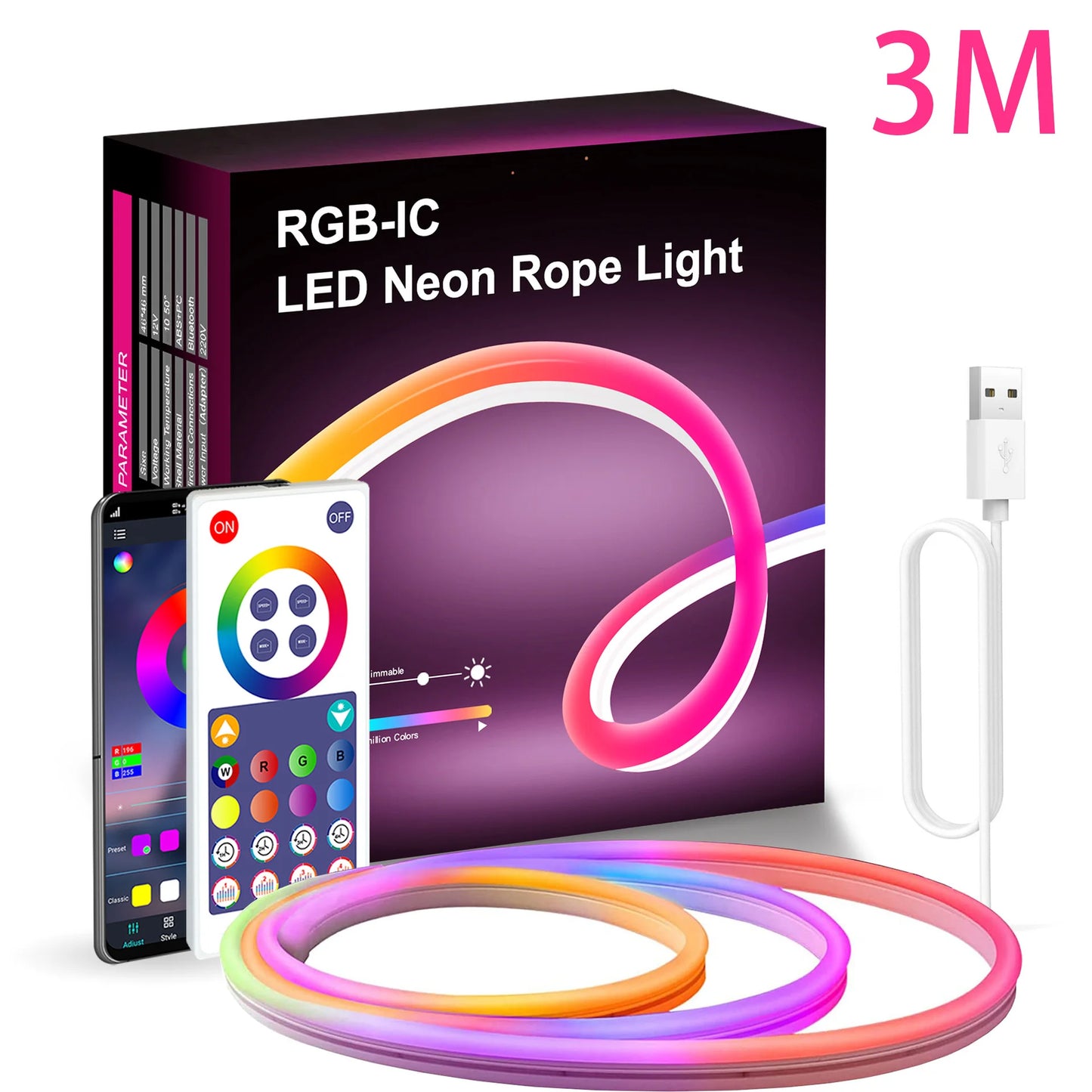 Bande LED flexible et intelligente RGBIC 12 V/24 V avec Wi-Fi, Alexa et Google Home