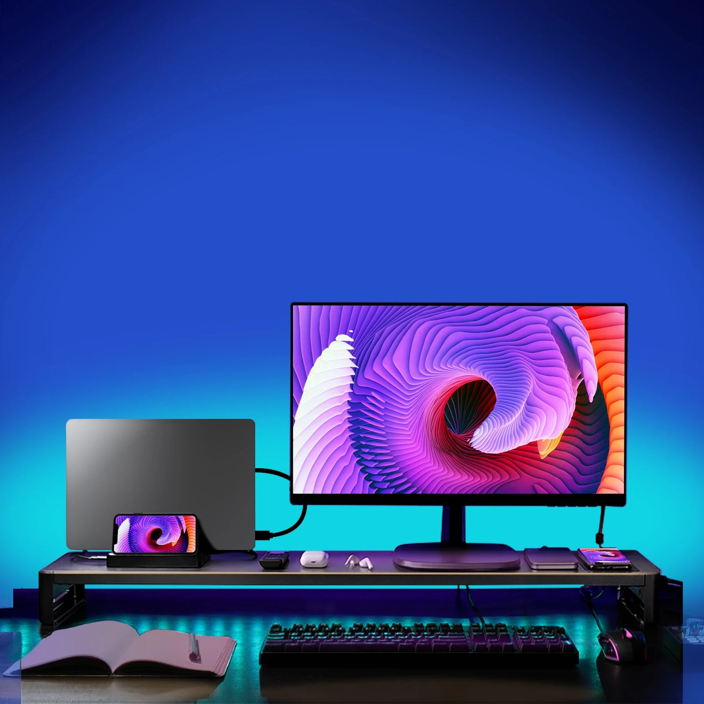Monitor Desk Stand With USB Hub Support Metal USB Computer Laptop Stand Riser