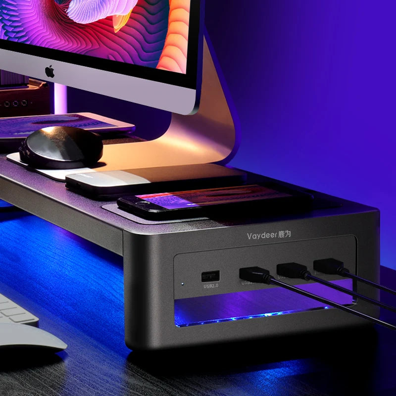 Monitor Desk Stand With USB Hub Support Metal USB Computer Laptop Stand Riser