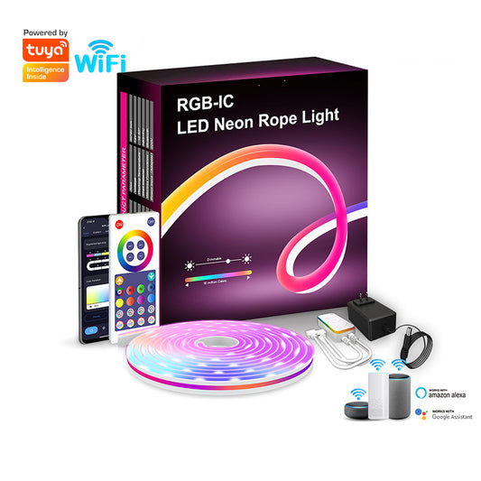 Bande LED flexible et intelligente RGBIC 12 V/24 V avec Wi-Fi, Alexa et Google Home