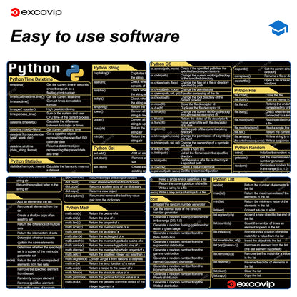 Alfombrilla de ratón para programación Python, hoja de referencia, borde cosido, base antideslizante